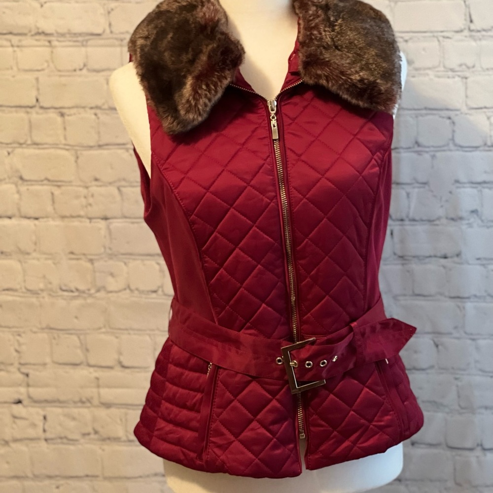 WHBM Fur Collar Puffer Vest